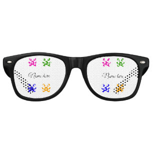 Dog paw colorful pet add name text animal paw retro sunglasses