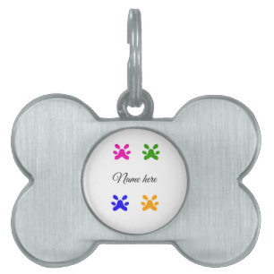 Dog paw colourful pet add name text animal paw ID tag