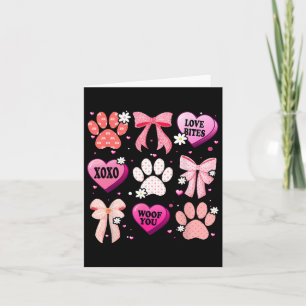 Dog Paw Coquette Bow Heart Valentine Day Dog Lover Card