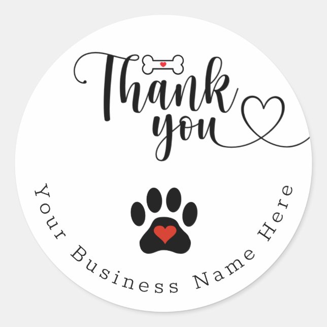 Dog Paw Custom Thank You Stickers (Front)