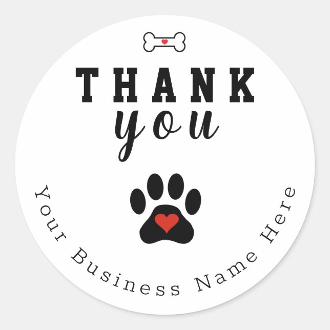 Dog Paw Custom Thank You Stickers (Front)