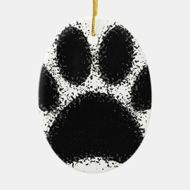 Dog Paw Drawing Ceramic Ornament (Front)