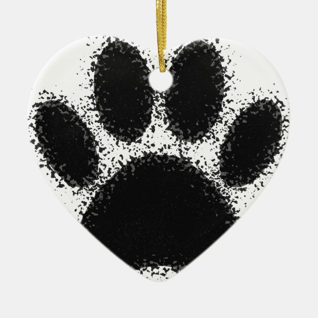 Dog Paw Drawing Ceramic Ornament (Front)