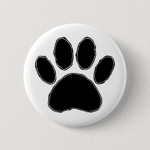Dog Paw Drawing In Black 2 Inch Round Button