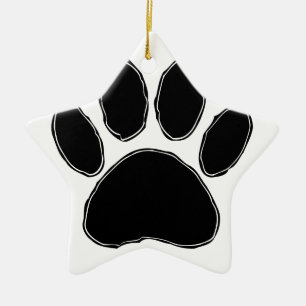 Dog Paw Drawing In Black Ceramic Ornament