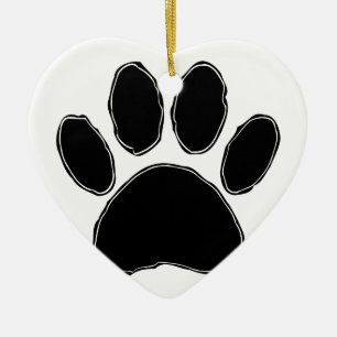Dog Paw Drawing In Black Ceramic Ornament