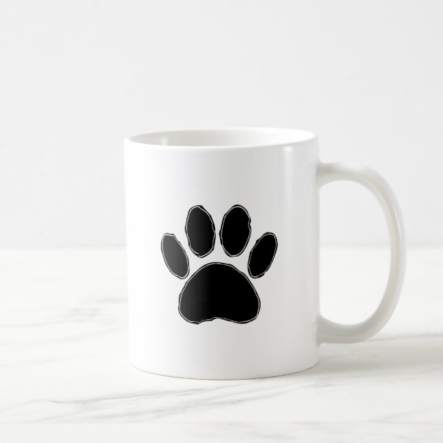 Dog Paw Drawing In Black Coffee Mug (Right)