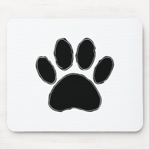 Dog Paw Drawing In Black Mouse Pad