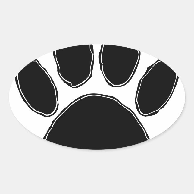 Dog Paw Drawing In Black Oval Sticker (Front)