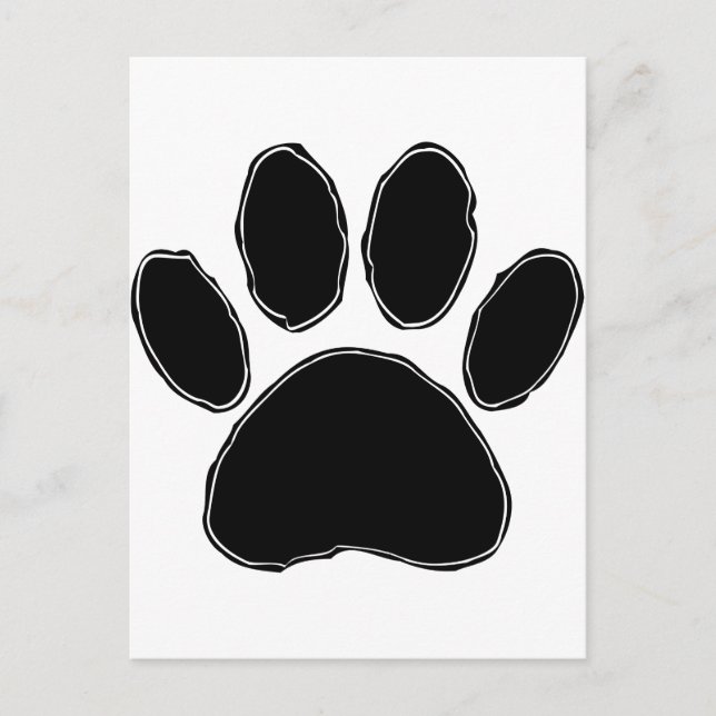 Dog Paw Drawing In Black Postcard (Front)