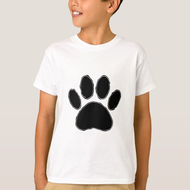 Dog Paw Drawing In Black T-Shirt (Front)