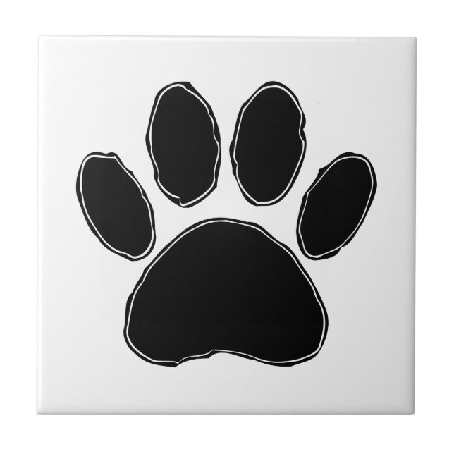 Dog Paw Drawing In Black Tile (Front)
