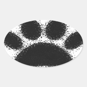 Dog Paw Drawing Oval Sticker