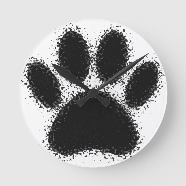 Dog Paw Drawing Round Clock (Front)