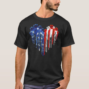 Dog Paw Dripping Heart American Flag Dog 4th Of J T-Shirt