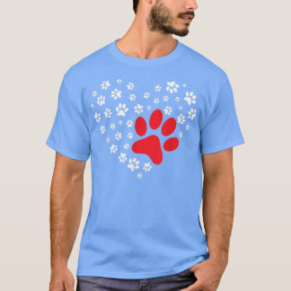 Dog Paw Heart  Dog Lover Puppy Owner  T-Shirt