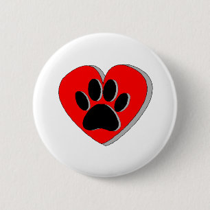 Dog Paw Heart Drawing 2 Inch Round Button