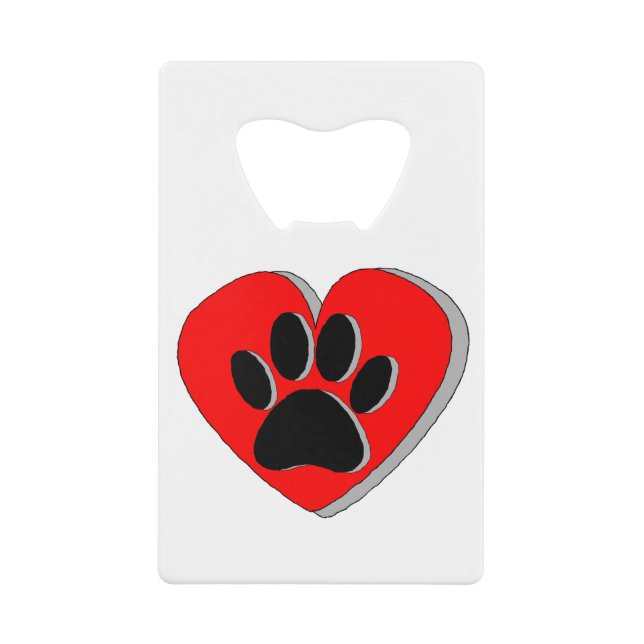 Dog Paw Heart Drawing Credit Card Bottle Opener (Front)