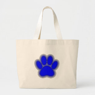 Dog Paw In Blue With Outlines Large Tote Bag
