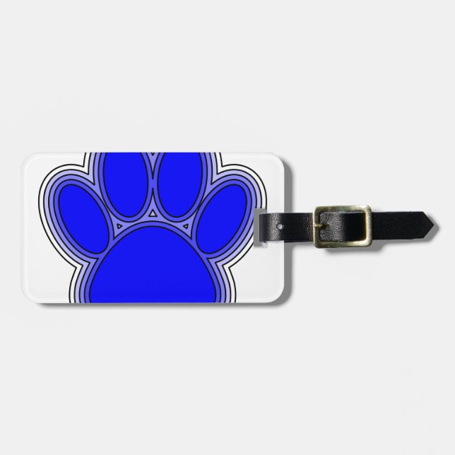 Dog Paw In Blue With Outlines Luggage Tag (Front Horizontal)
