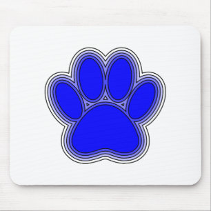 Dog Paw In Blue With Outlines Mouse Pad