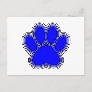 Dog Paw In Blue With Outlines Postcard