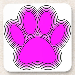 Dog Paw In Pink With Outlines Coaster