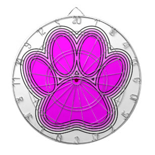 Dog Paw In Pink With Outlines Dartboard