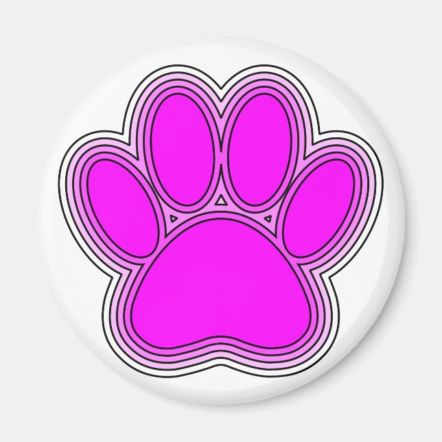 Dog Paw In Pink With Outlines Magnet (Front)