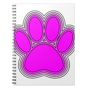 Dog Paw In Pink With Outlines Notebook