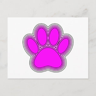 Dog Paw In Pink With Outlines Postcard