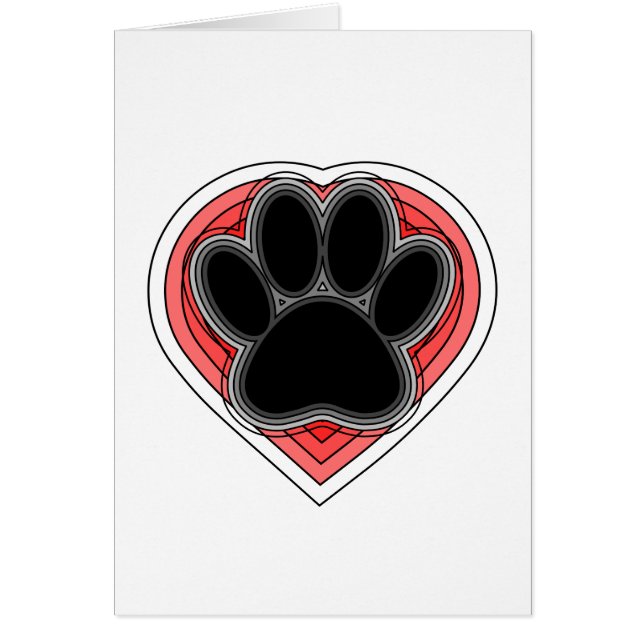 Dog Paw In Red Heart With Outlines (Front)