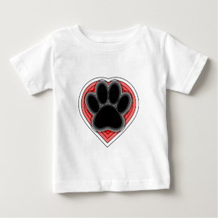 Dog Paw In Red Heart With Outlines Baby T-Shirt