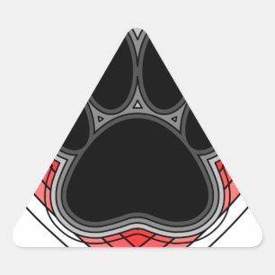 Dog Paw In Red Heart With Outlines Triangle Sticker