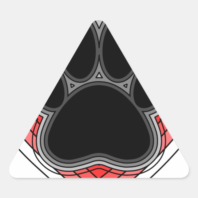 Dog Paw In Red Heart With Outlines Triangle Sticker (Front)