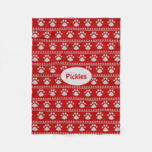 Dog Paw Knit Look Fleece Dog Blanket