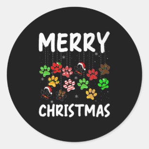 Dog Paw Merry Christmas Pajamas Puppy Dog Lover Xm Classic Round Sticker