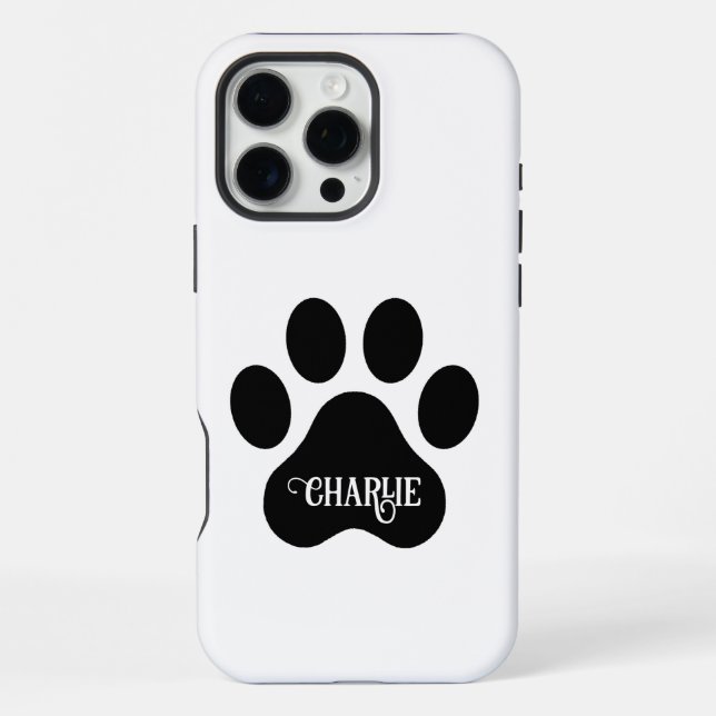 Dog Paw Name Silhouette Design iPhone Case (Back)