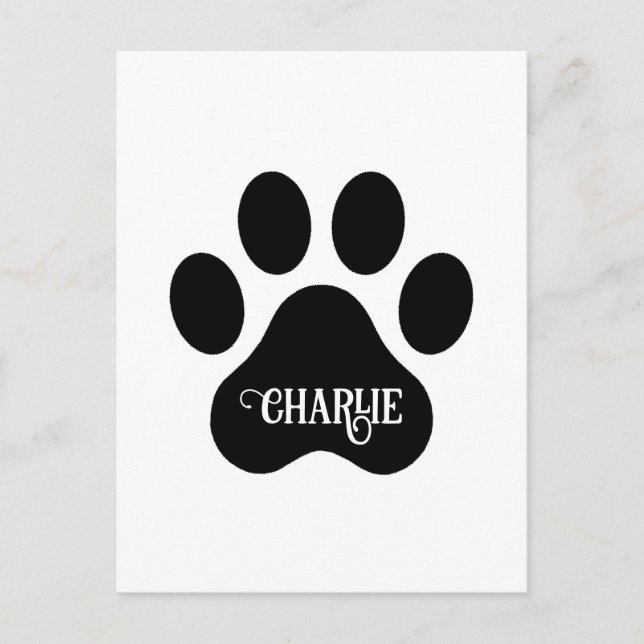 Dog Paw Name Silhouette Design Postcard (Front)
