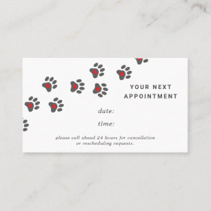 Dog paw path, Appointment card