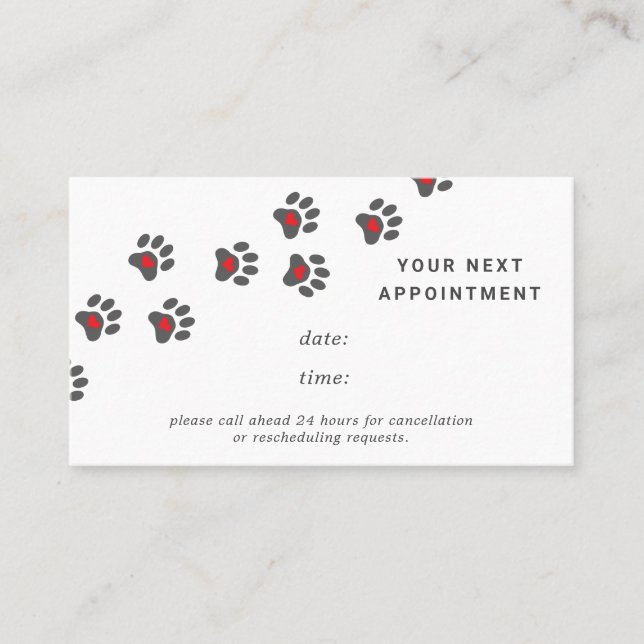 Dog paw path, Appointment card (Front)