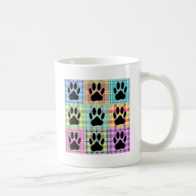 Dog Paw Pattern Quilt Coffee Mug (Right)