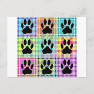 Dog Paw Pattern Quilt Postcard