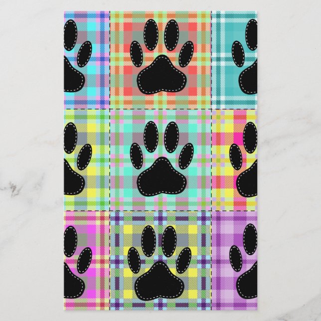 Dog Paw Pattern Quilt Stationery (Front)