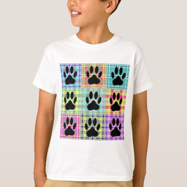Dog Paw Pattern Quilt T-Shirt (Front)