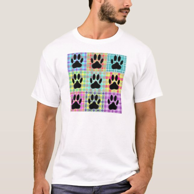 Dog Paw Pattern Quilt T-Shirt (Front)