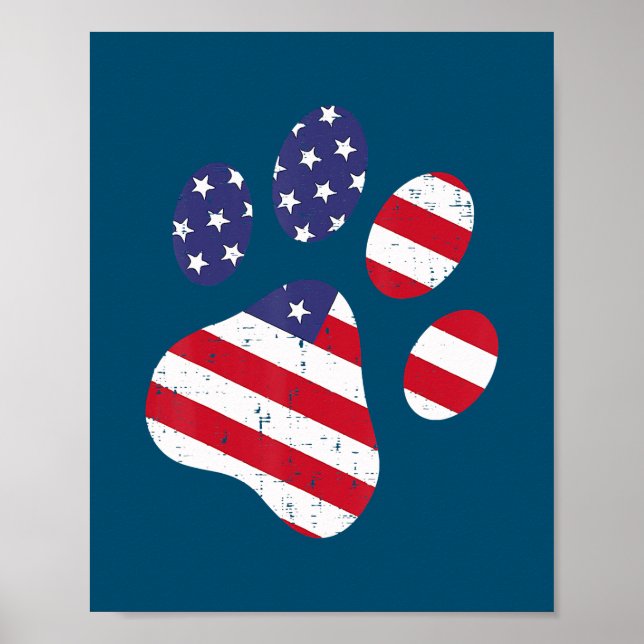 Dog Paw Print American Flag USA Cute 4th Of July (Front)