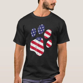 Dog Paw Print American Flag Usa Cute 4th Of July F T-Shirt