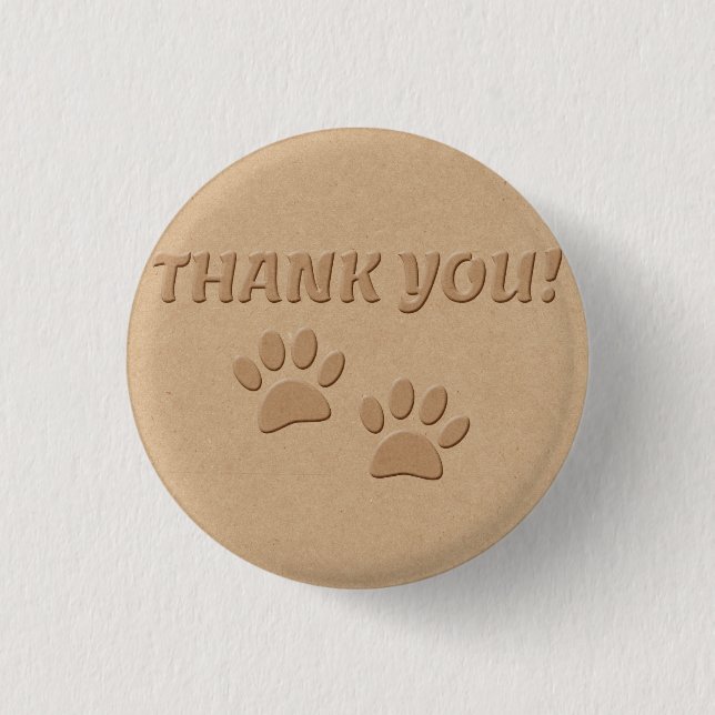 Dog Paw Print And Text Thank You  1 Inch Round Button (Front)