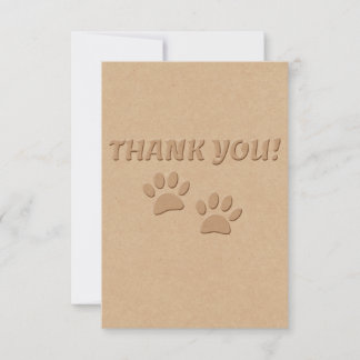 Dog Paw Print And Text  Thank You Card